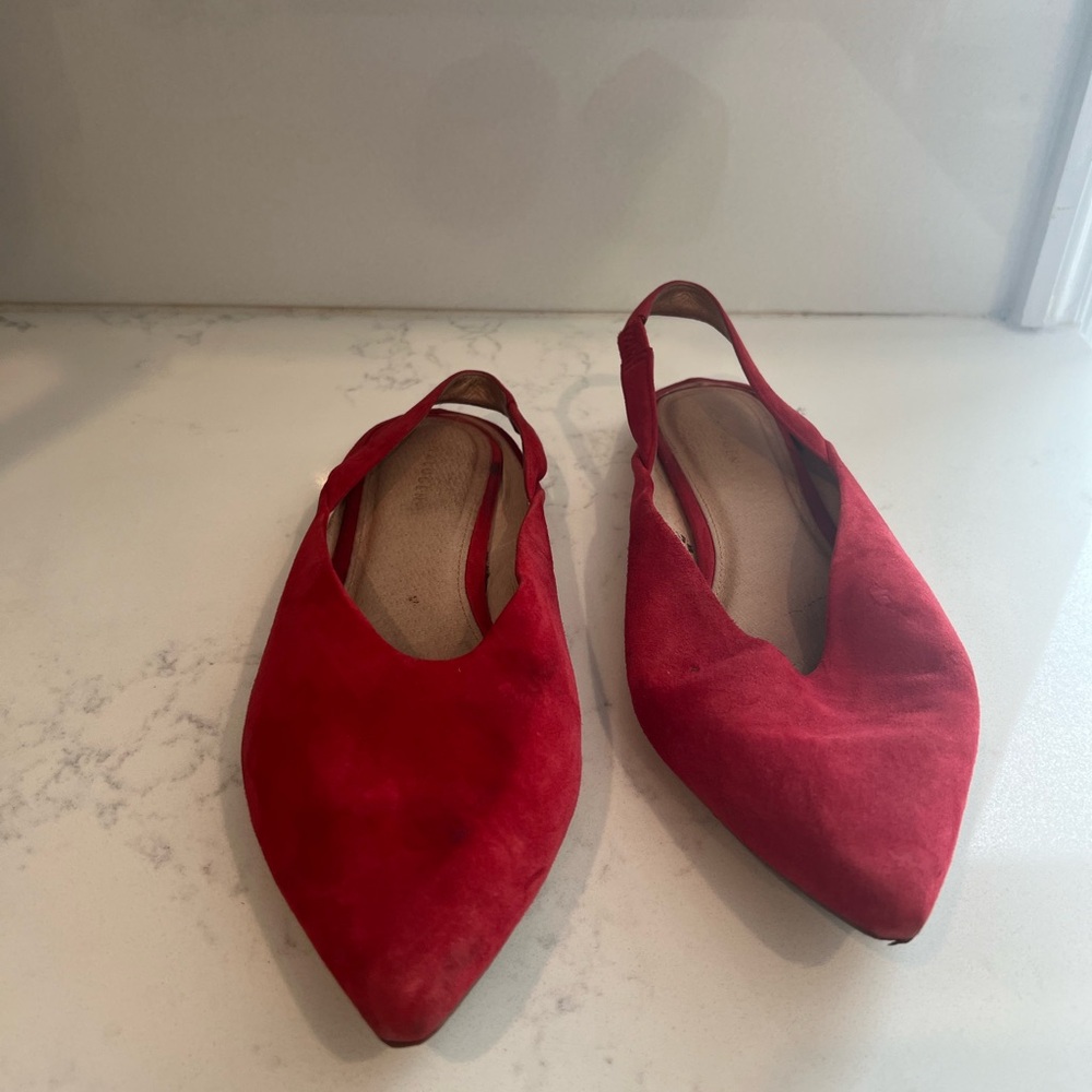 Halogen red suede slingback flat shoes - Picture 2 of 4